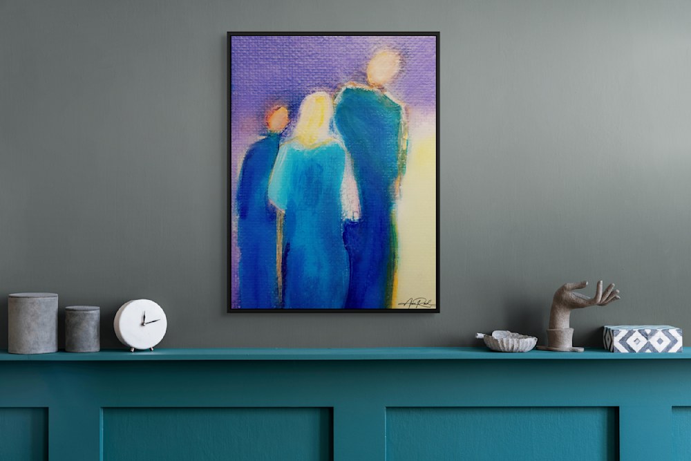 Abstract expressionist painting by Anne Reid Artist, Wilderness 9, part of The Blueprint Collection, displayed in a modern living room