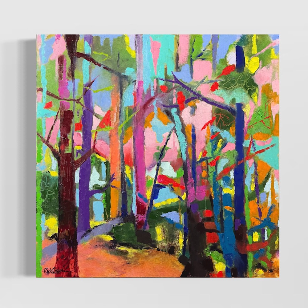 Harmony colorful abstract landscape on the gallery wall.