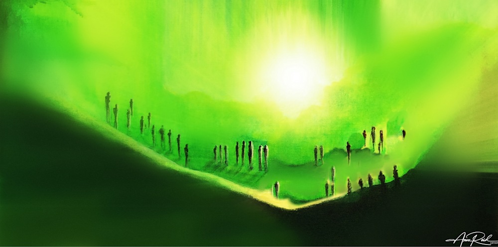 Valley of Decision open edition fine art print by Anne Reid Artist shown centered on a gallery wall