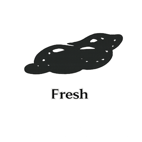 Fresh scat glyph showing darker, smoother structure with intact form indicating recent animal presence