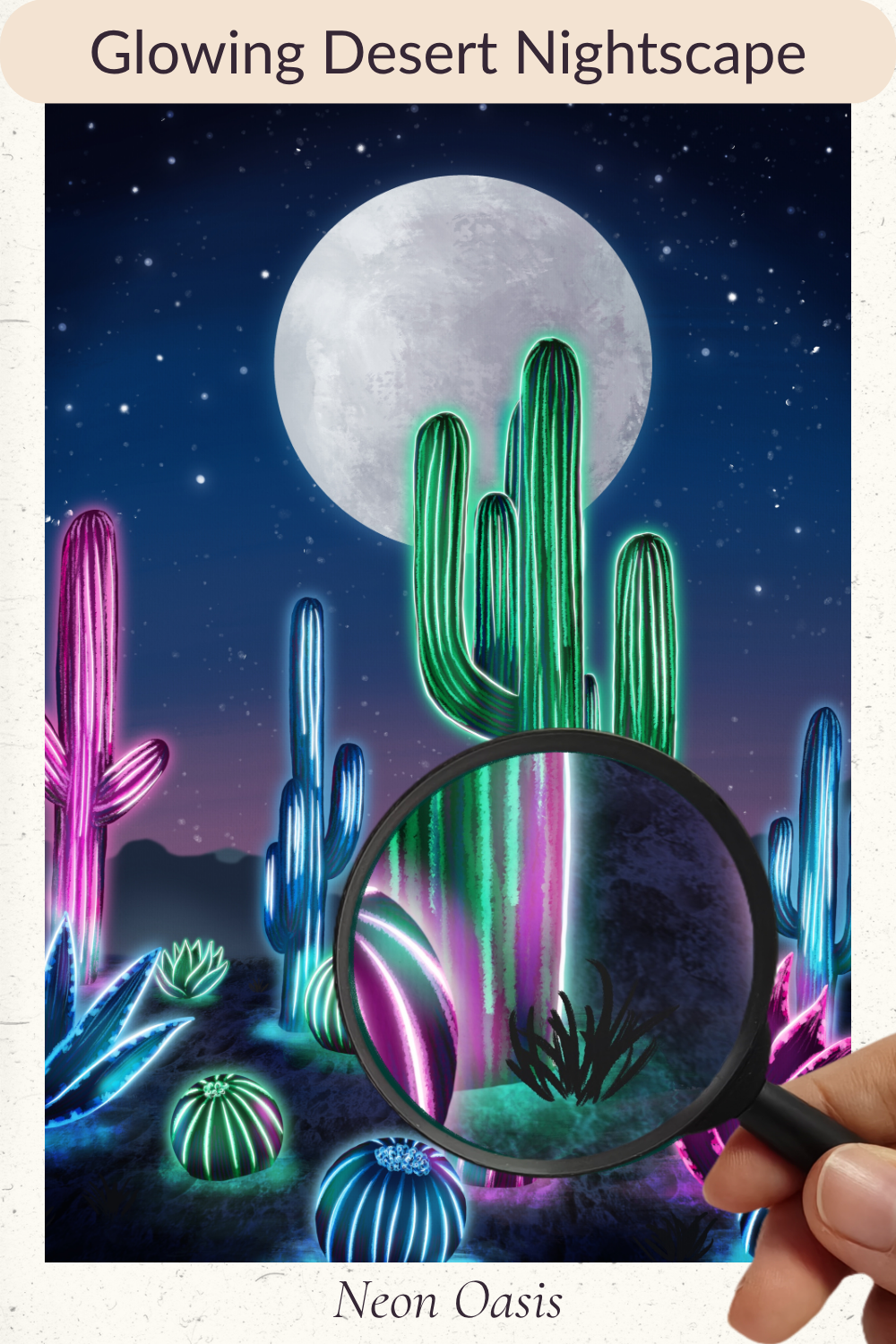 Pin this Glowing Desert Nightscape