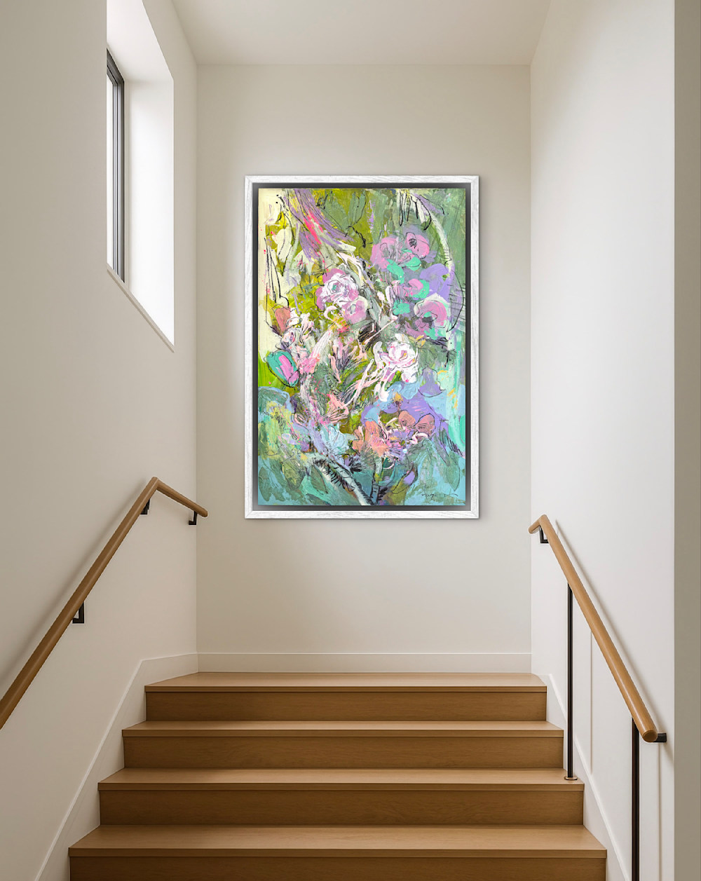 Joyful Morning with Slim White Float Frame