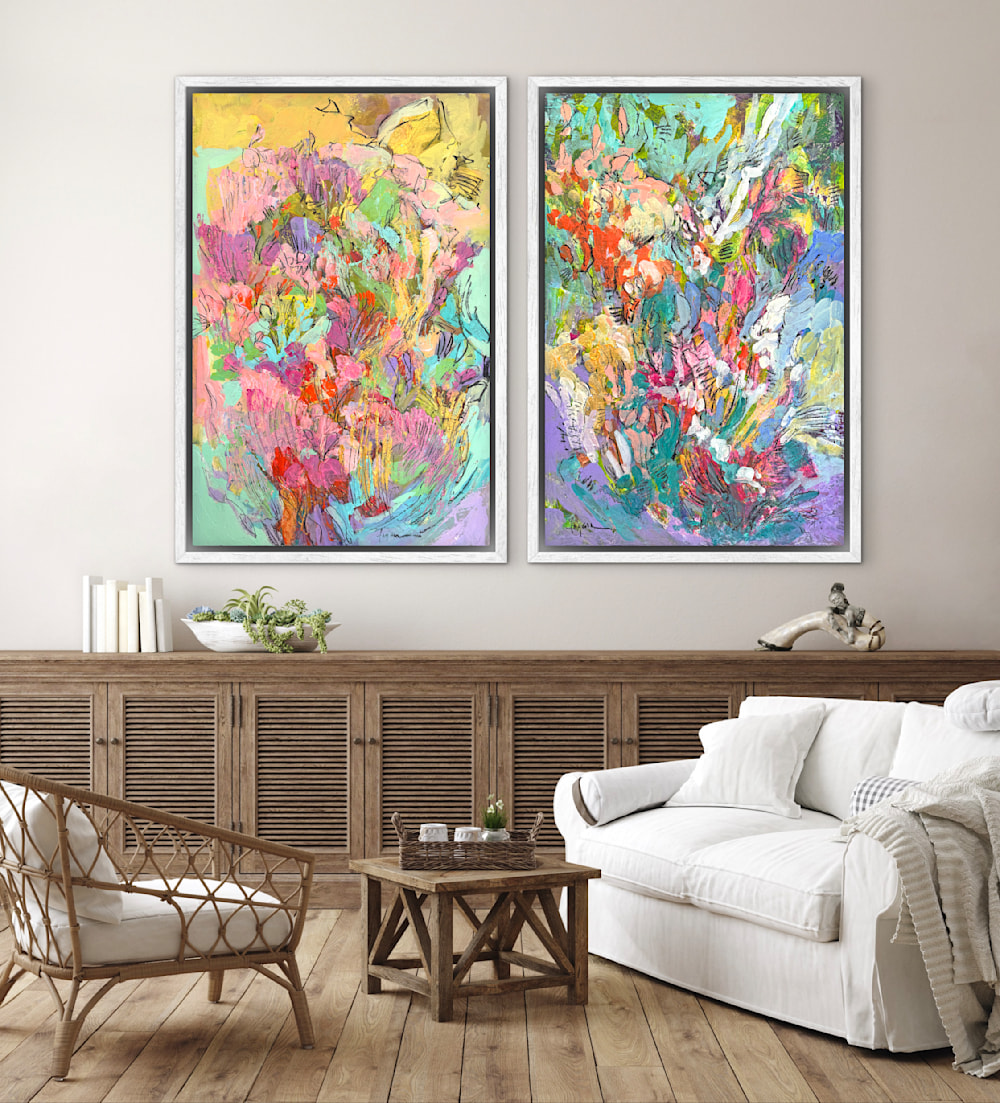 Sunshine Girl & Flourish in the Meadow diptych, sold separately
