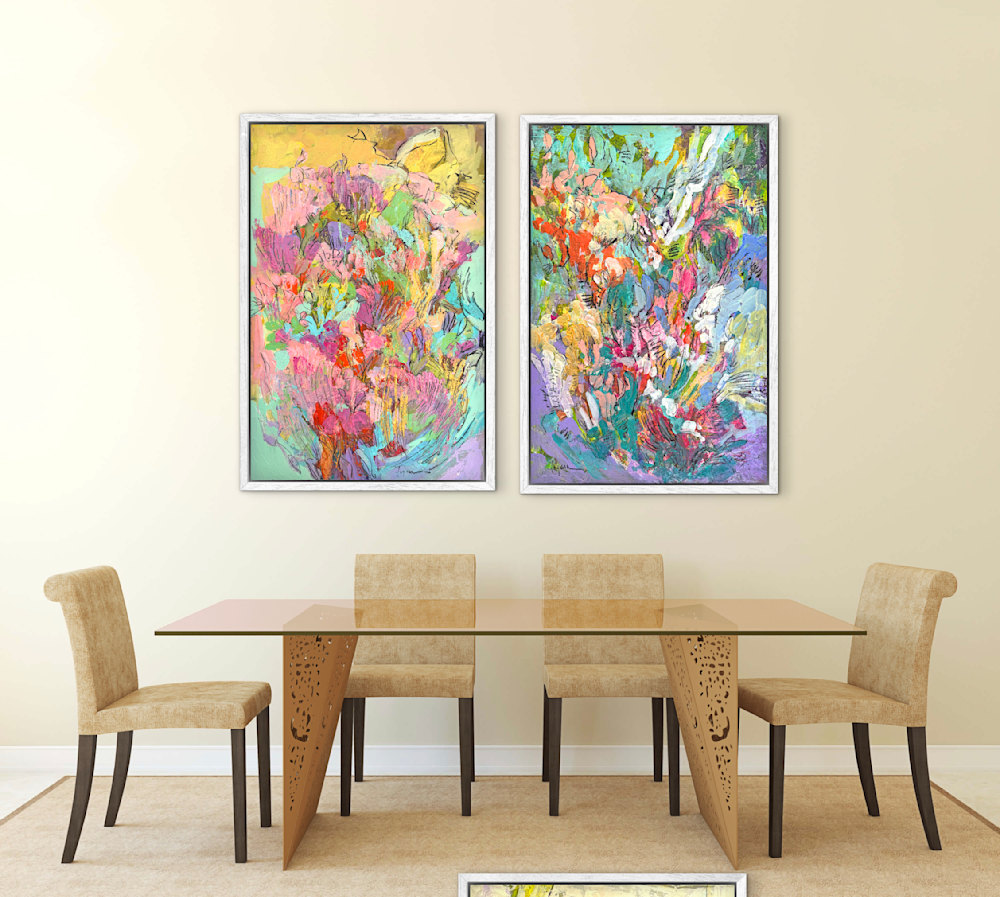 Sunshine Girl & Flourish in the Meadow diptych, sold separately