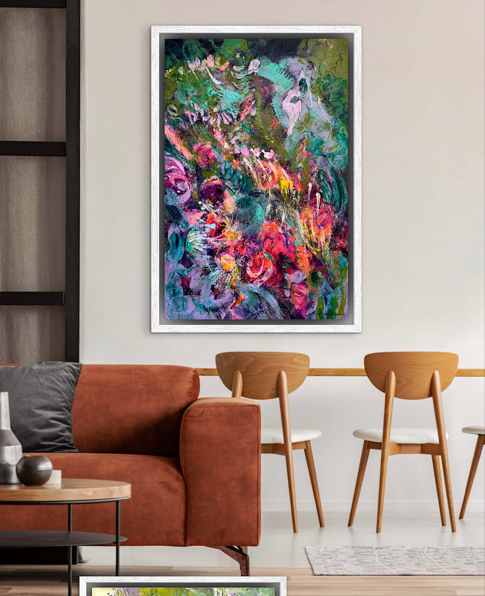 Midnight Garden with Thin White Float Frame
