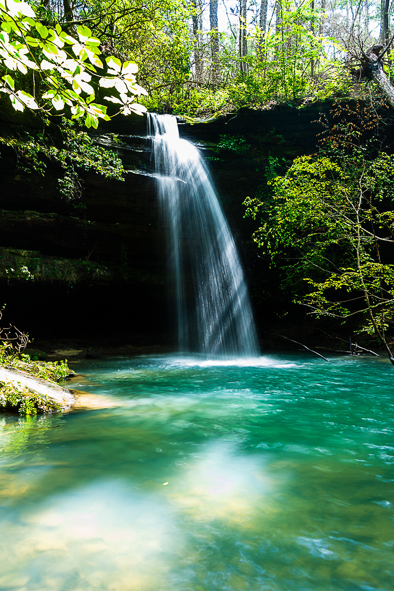 Emerald green plunge pool at Shangri-la Falls in Bankhead National Forest, fine art photography by Bama Price