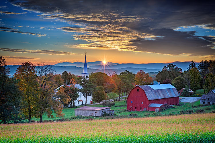 Autumn In Vermont Old Barns Buildings Waterfalls