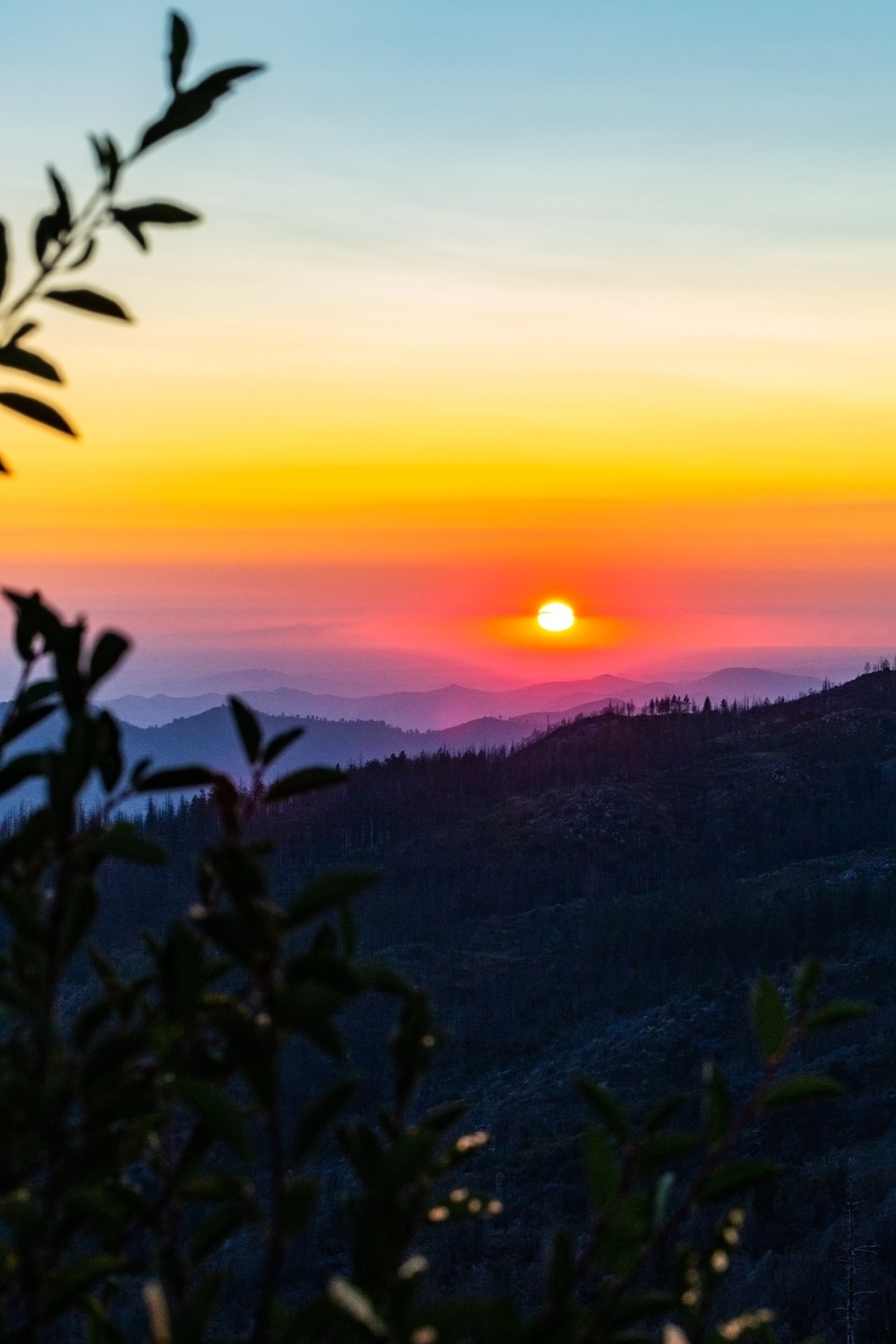 Sunset over the sierra nevadas