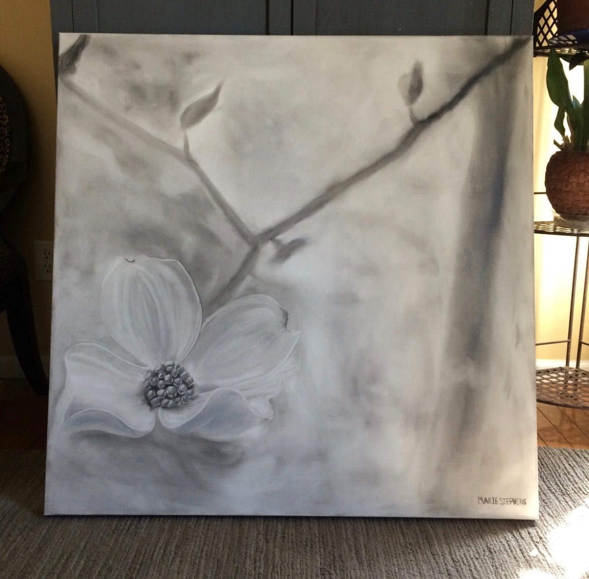 Browse multiple printing options and custom framing for this dogwood flower painting by artist, Marie Stephens