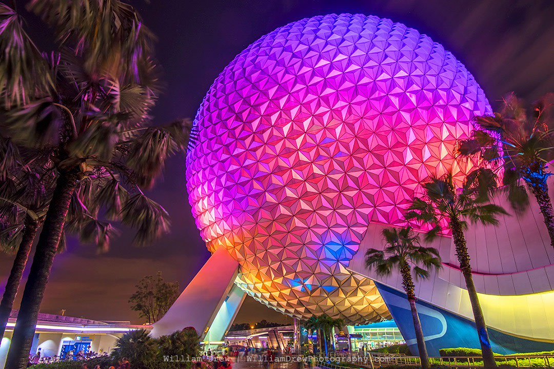 Spaceship Earth at Night 1 - EPCOT Art | William Drew Photography