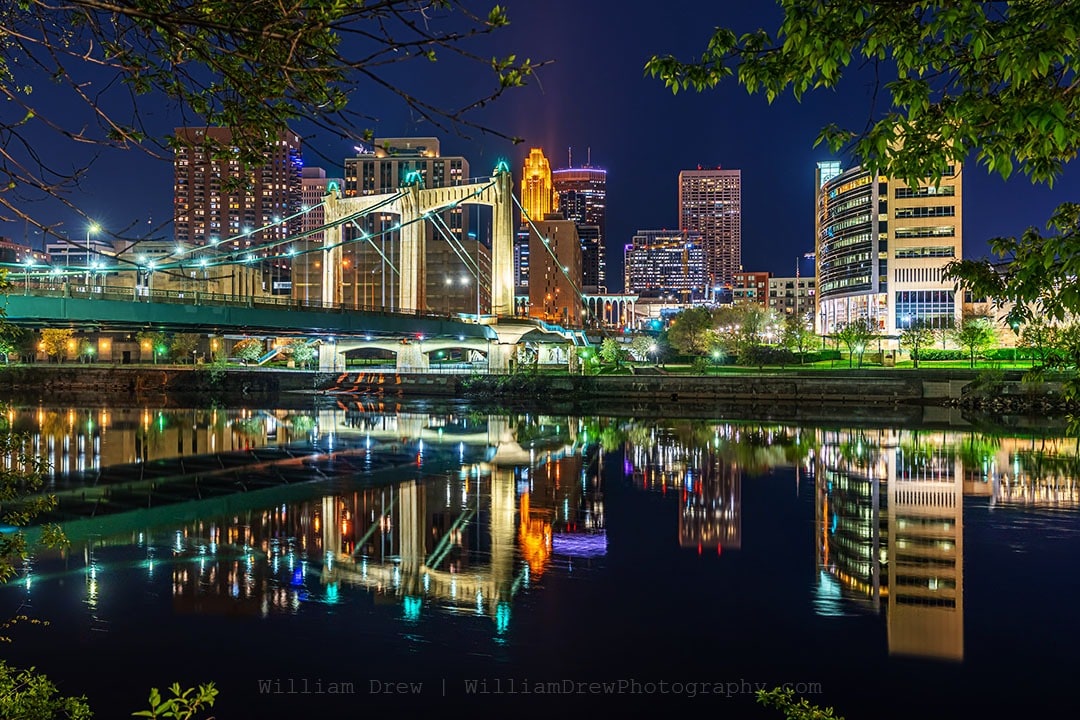 Hennepin Reflections - Minneapolis Skyline Art | William Drew Photography