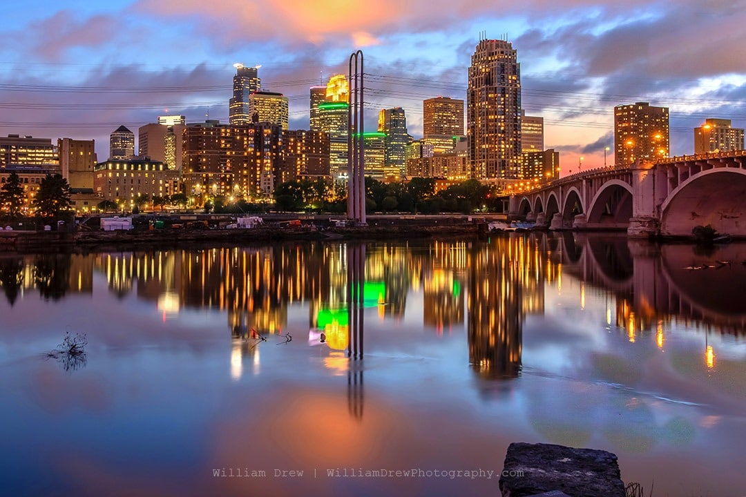 Minneapolis Skyline Dusk - Minneapolis Skyline Wall Art | William Drew Photography