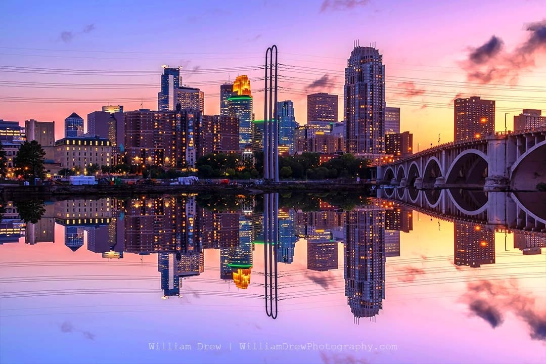 Minneapolis Reflection at Dusk - Minneapolis Skyline Art | William Drew Photography