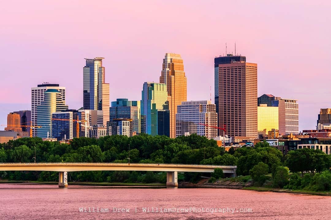 Pink City - Minneapolis Skyline at Sunset | William Drew Photography
