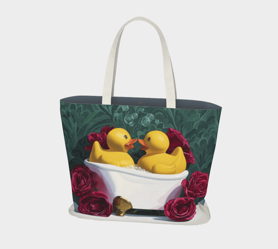"Love Birds" (Green) Large Tote