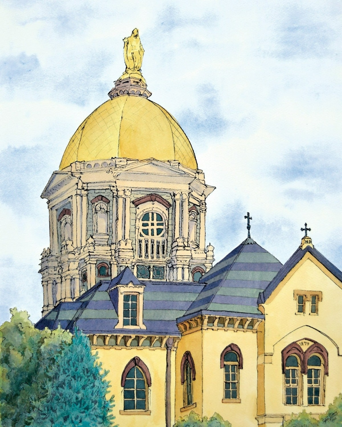 Notre Dame Watercolor Print