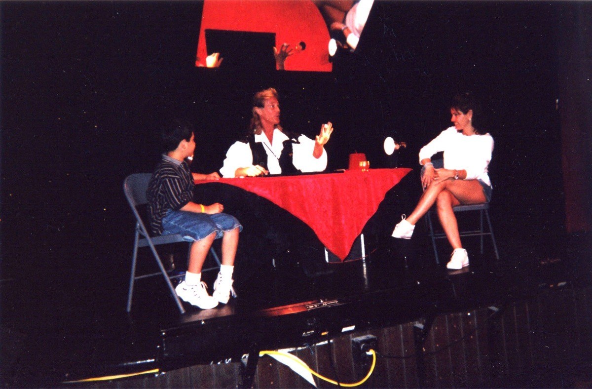 Performing magic on stage at the Excalibur Hotel and Casino in Las Vegas.