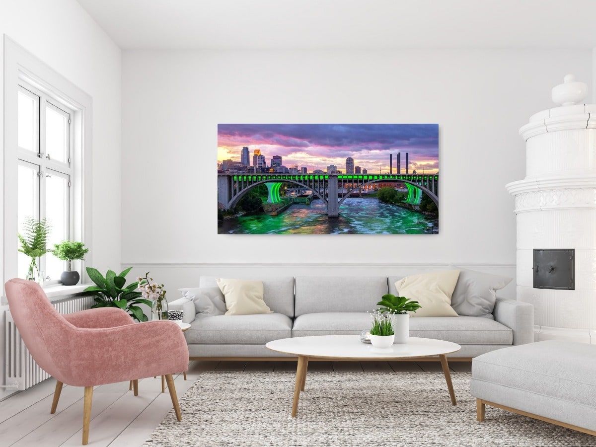 Green Minneapolis Sunset - Minneapolis Cityscape Prints | William Drew Photography