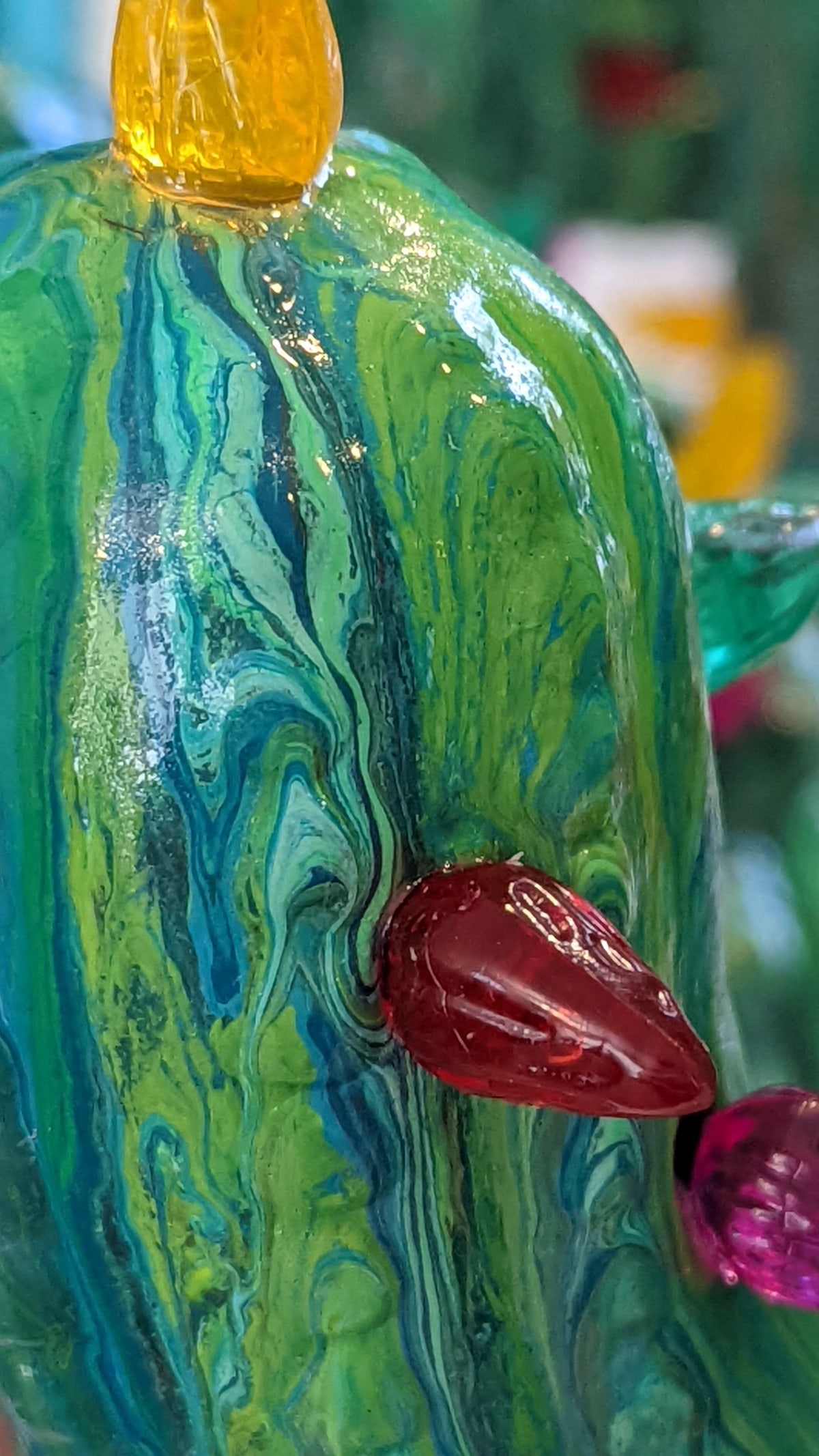 Close up of one of the Lighted Ceramic Cacti.