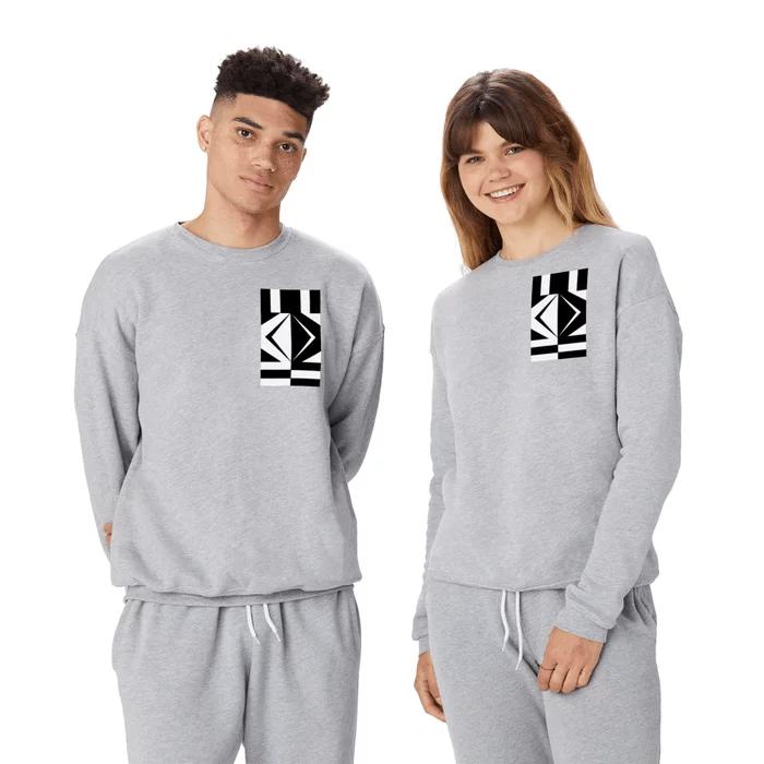 Crewneck Sweatshirt - A Chivalrous Pair - Chest Graphic- Athletic Grey 