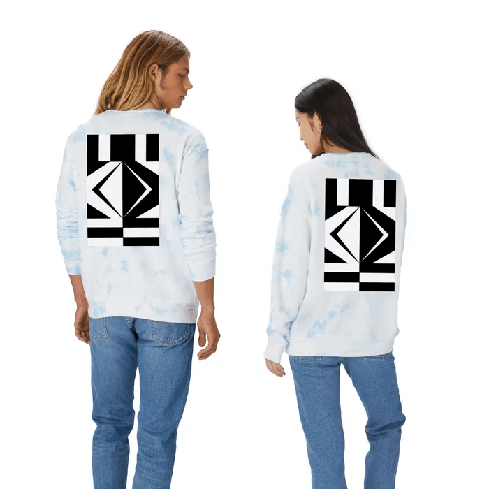 Crewneck Sweatshirt - A Chivalrous Pair – Full Back Graphic – Blue Die Tye