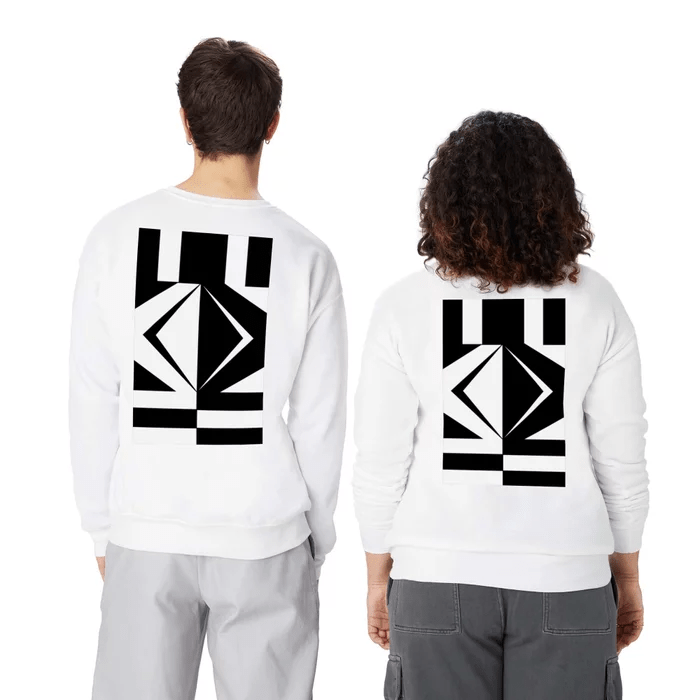 Crewneck Sweatshirt - A Chivalrous Pair – Full Back Graphic – White