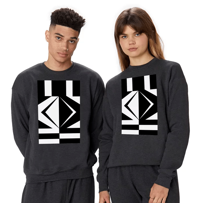 Crewneck Sweatshirt - A Chivalrous Pair – Full Front Graphic - Dark Grey Heather