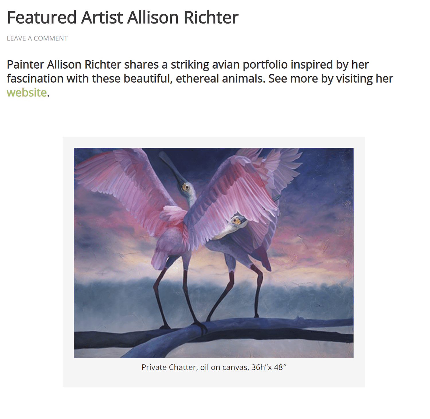 Featured Artist Allison Richter on Artsy Shark