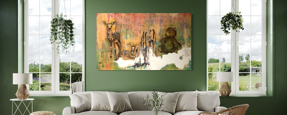 
        <div class='title'>
          Cristina Acosta art Spring Rains
        </div>
       
        <div class='description'>
          baby bear and baby deer ponder their future environment
        </div>
      