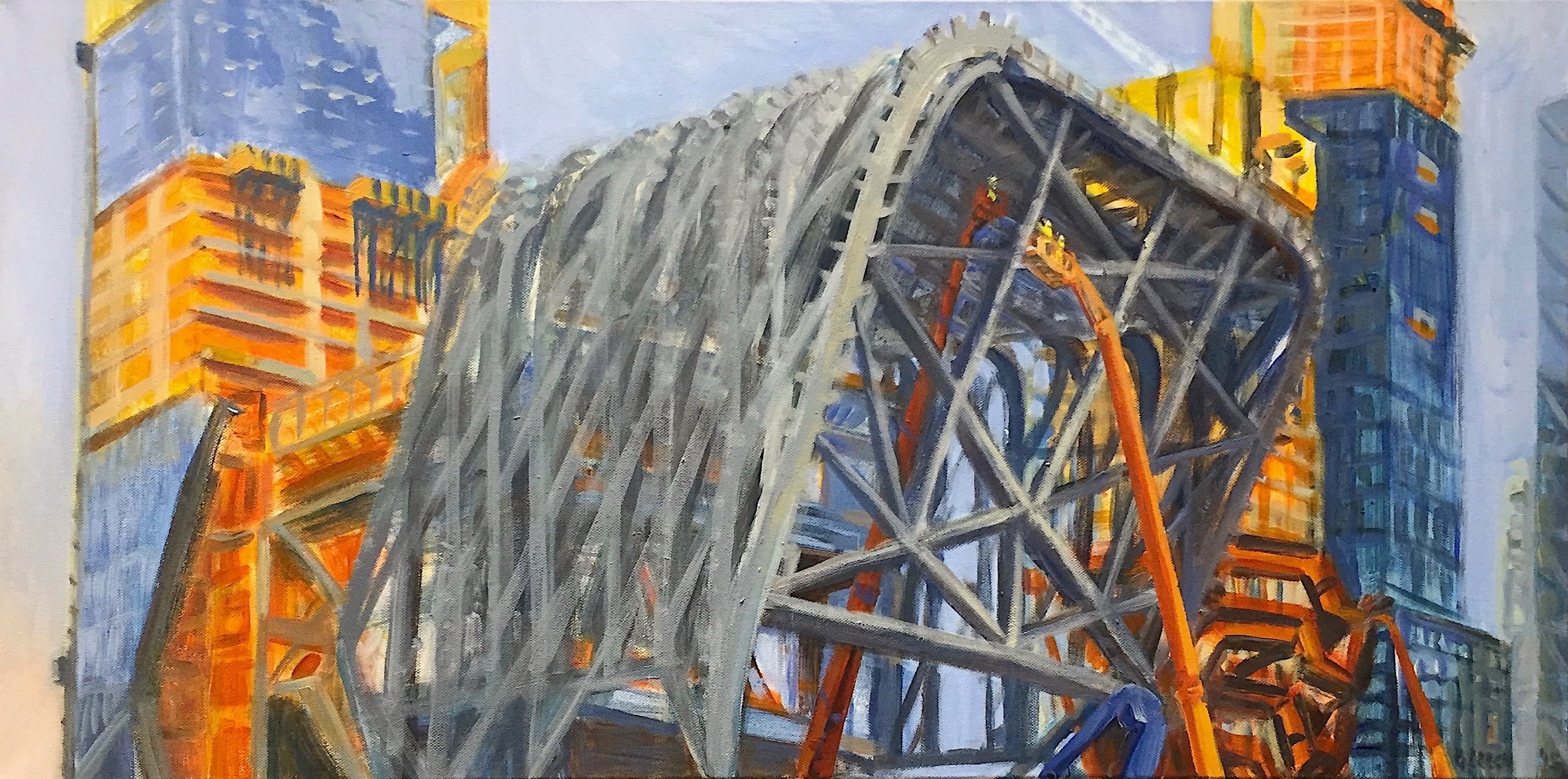 Leech Construction Site Paintings Original Art