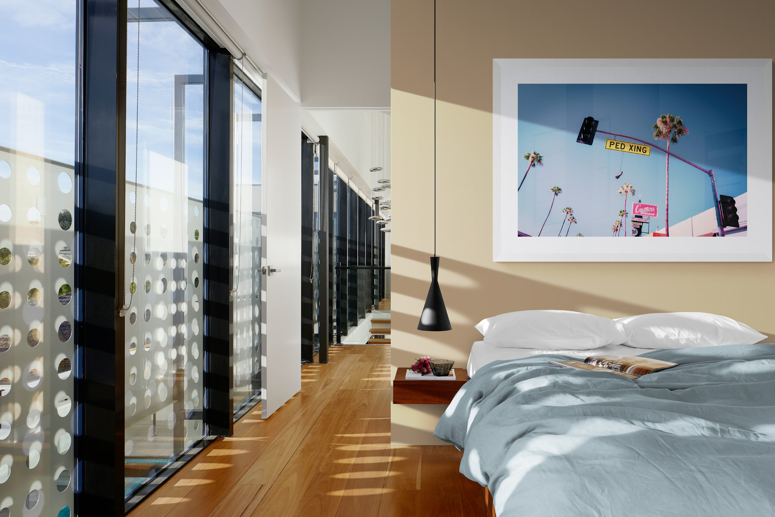 
        <div class='title'>
          Stylish apartment bedroom with large windows
        </div>
       