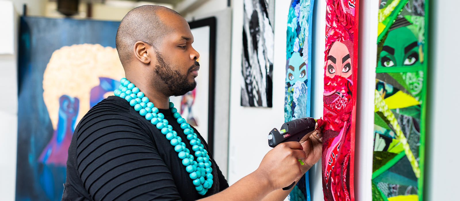 
        <div class='title'>
          artist rashad ali muhammad in studi mixed media collage skateboard
        </div>
       