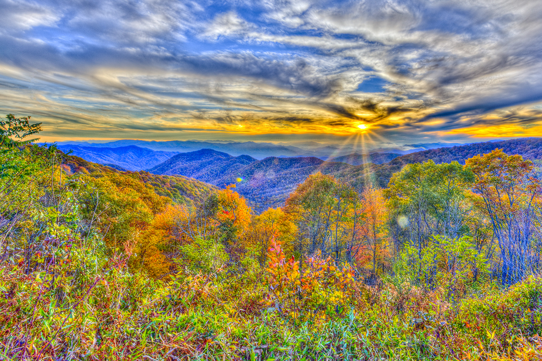 Blue ridge sunset nprc8f abwqng