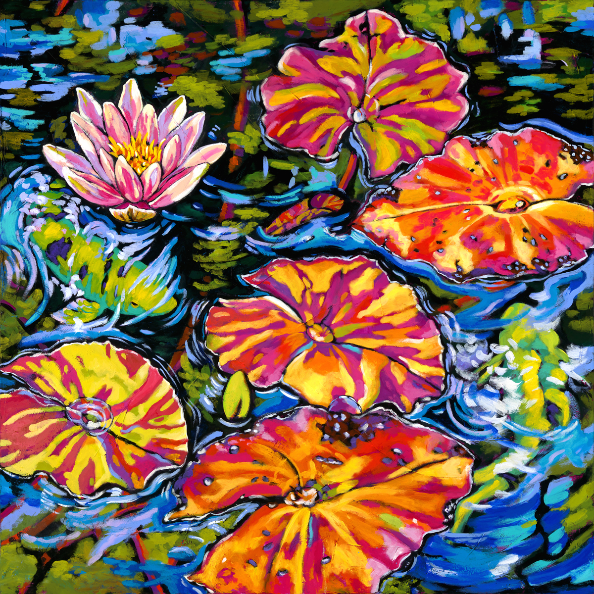 Lilies dance with koi rjmwis