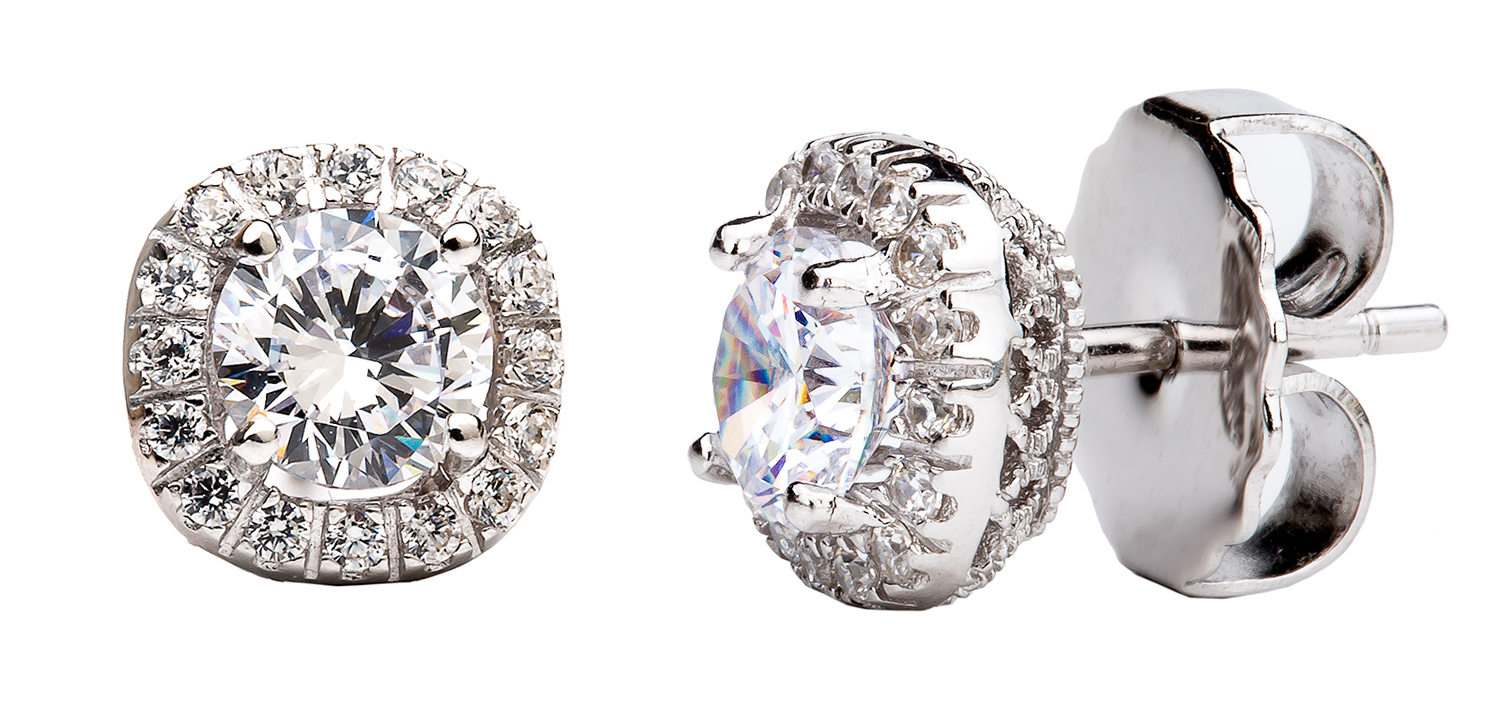 Sterling silver 1.5 ct. cushion cut studs with ornate side detailing z30188 a gizhwm