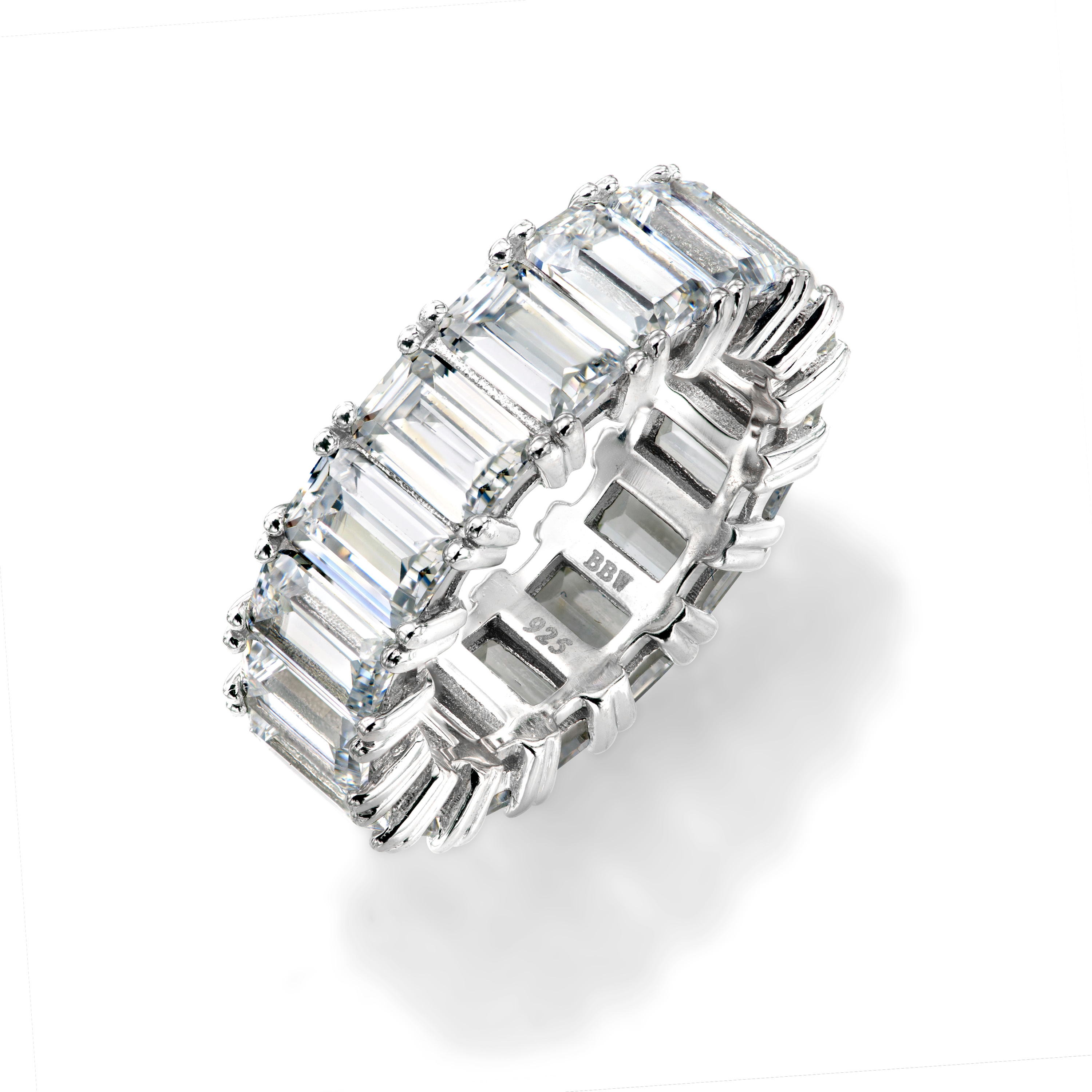 emerald cut sterling silver rings