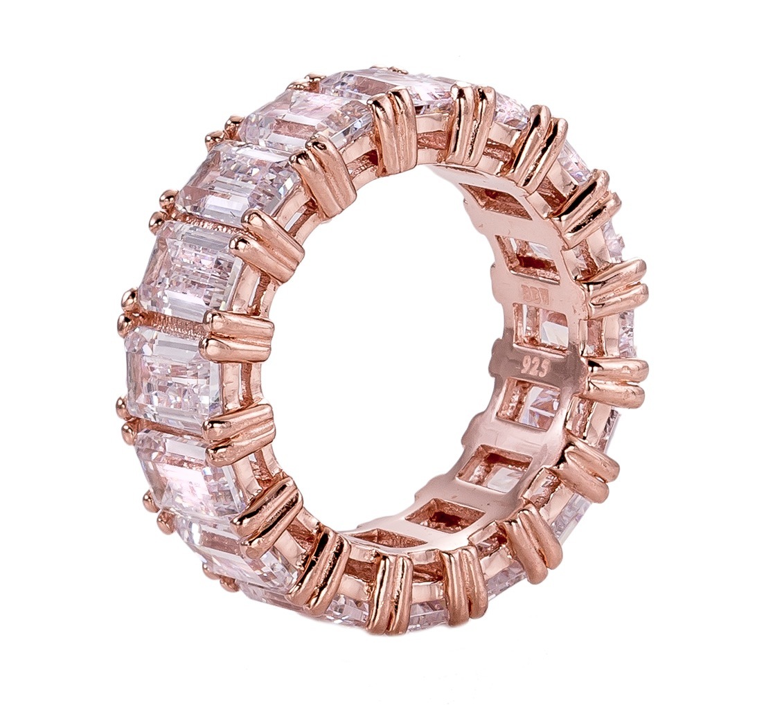 18 kgp rose gold 4 prong emerald cut eternity ring band z30178 b vyijqo