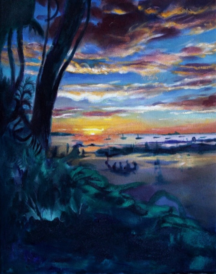 Tamarindo sunset original oil painting michael serafino wet paint nyc ckmtu4