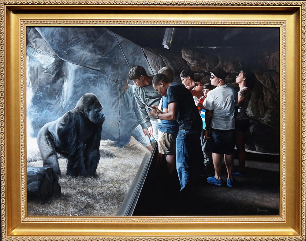 Kevin grass primates framed acrylic on panel painting tulowz