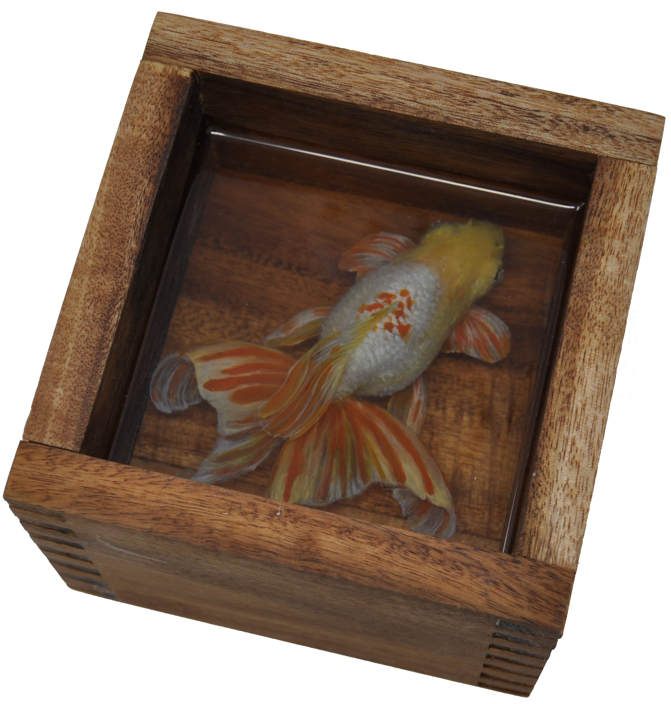 Wooden Box for 3D Resin Fish Pond, Wood Box for 3D Fish Pond, Resin Fish  Pond Craft, Wood Container