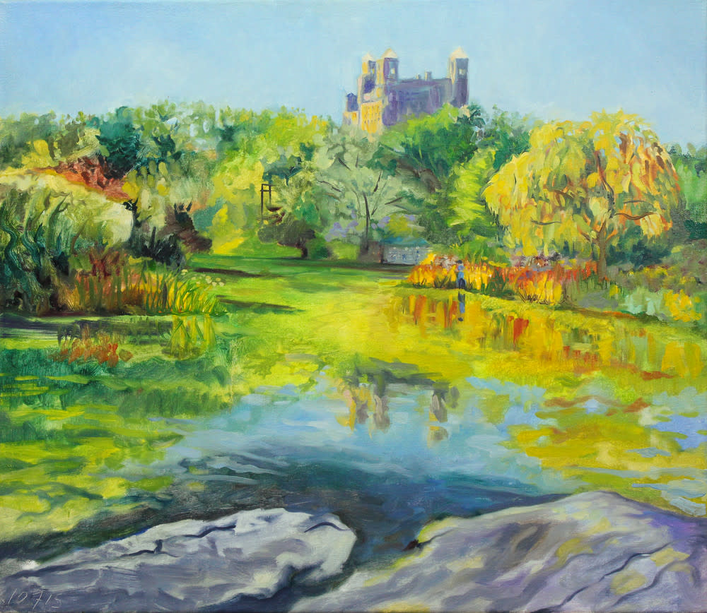 Turtle pond central park original painting wet paint nyc dyohrs