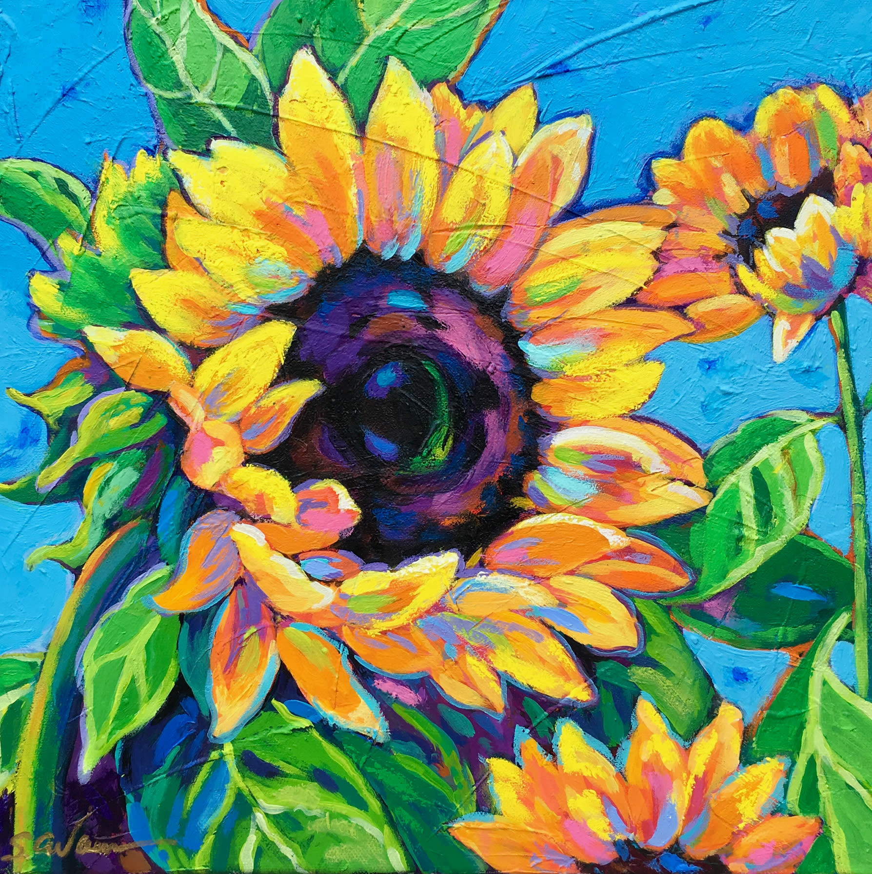 blue sunflower painting