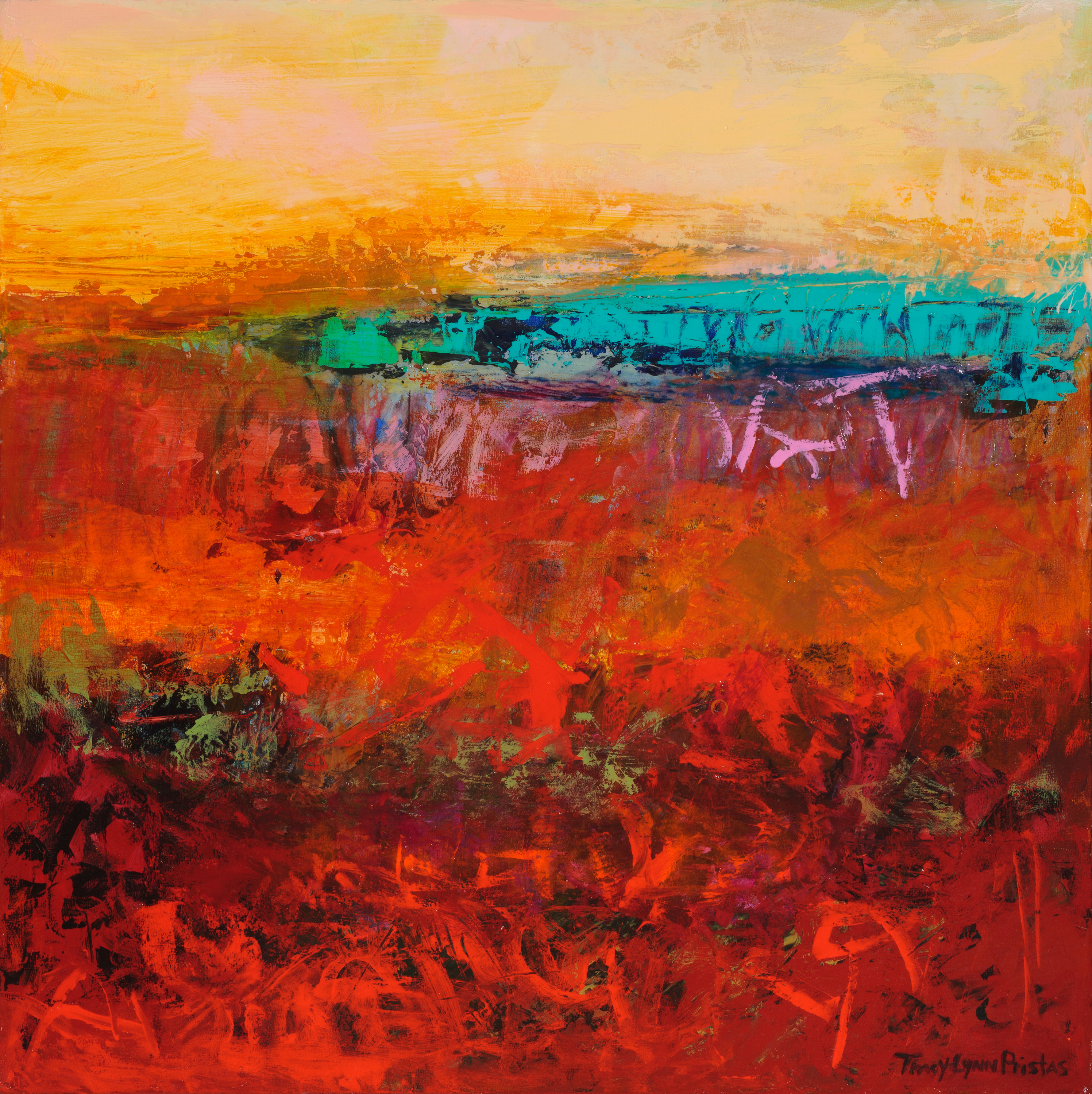 Tracy lynn pristas abstract landscape southwestern art mesa glory 18 x 18 vtrnep