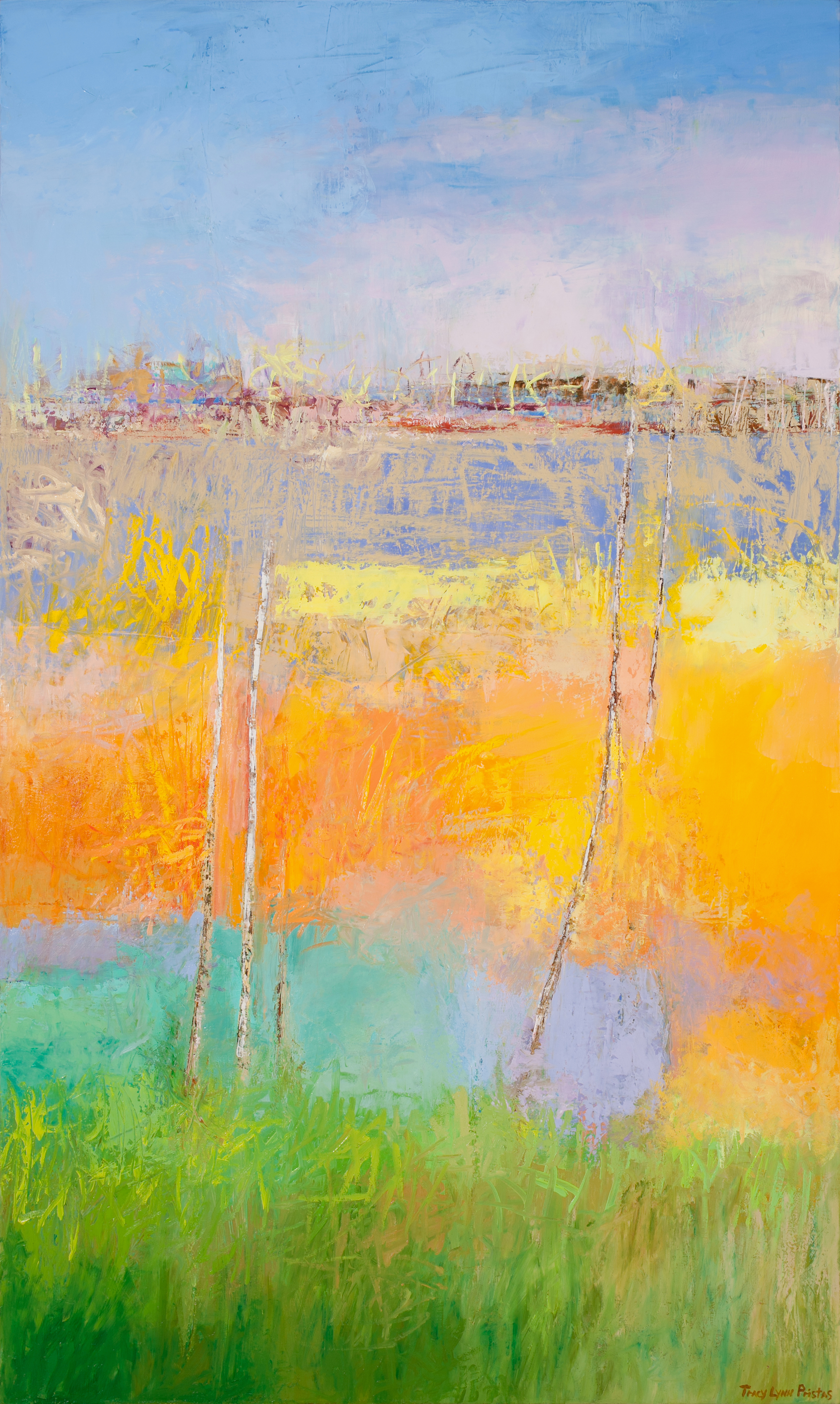 Tracy lynn pristas abstract landscape paintings for sale online 60h x 36w woven whispers va2owf