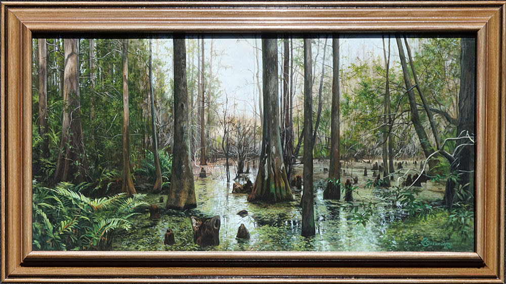 Kevin grass nicholas s swamp framed acrylic on canvas painting lnrdph