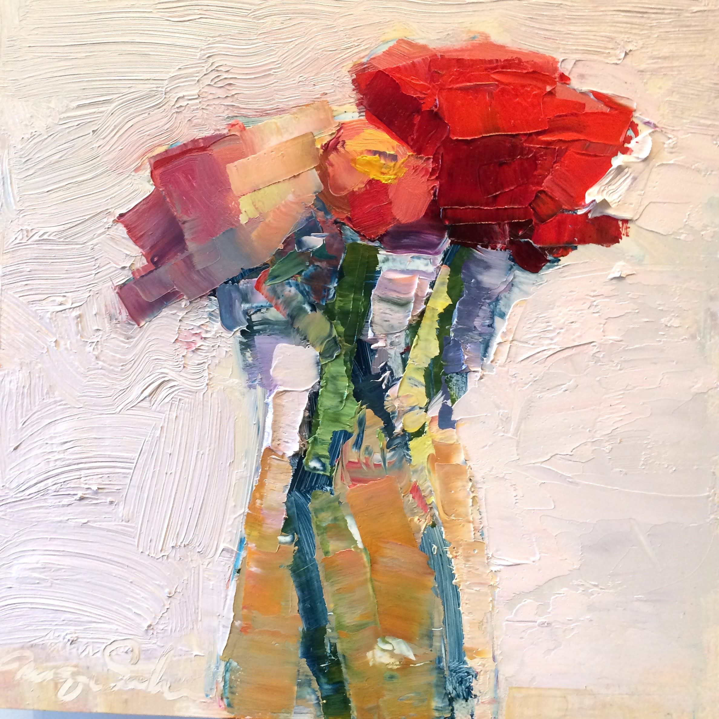 Striking Still Life With Pink Orange And Red Ranunculus 8 X8