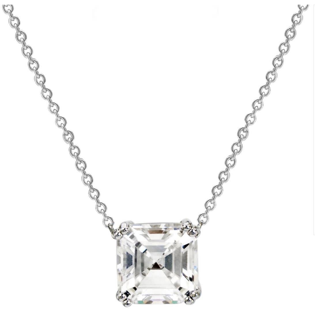 Silver asscher cut necklace 1 ejate6