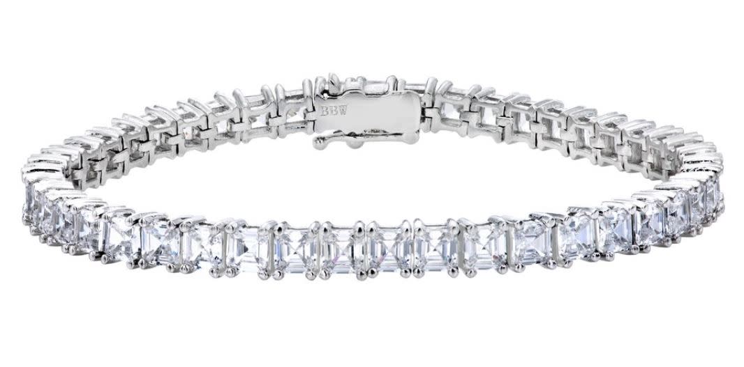 Silver asscher cut tennis bracelet a ge42pq