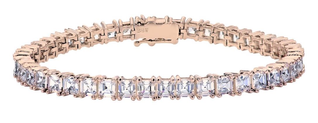 Rose gold asscher tennis bracelet a zghbsr