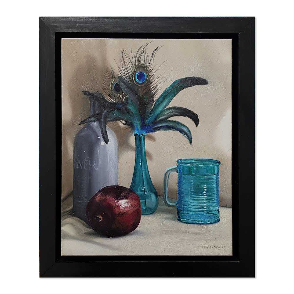 Stilllife in blue framed painting rqcfk8